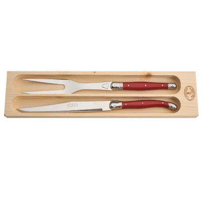 LAGUIOLE CARVING SET RED BY JEAN DUBOST